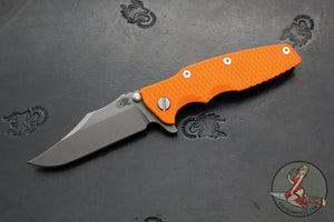 Hinderer Eklipse 3.5"- Bowie Edge- Battle Bronze Ti And Orange G-10 Handle- Working Finish S45VN Blade