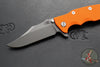 Hinderer Eklipse 3.5"- Bowie Edge- Battle Bronze Ti And Orange G-10 Handle- Working Finish S45VN Blade