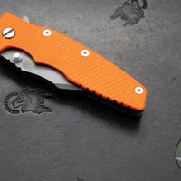 Hinderer Eklipse 3.5"- Bowie Edge- Battle Bronze Ti And Orange G-10 Handle- Working Finish S45VN Blade