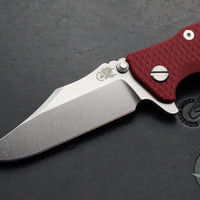 Hinderer Eklipse 3.5"- Bowie Edge- Battle Bronze Ti And Red G-10 Handle- Stonewash S45VN Blade