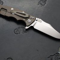 Hinderer Eklipse 3.5"- Bowie Edge- Battle Bronze Ti And Red G-10 Handle- Stonewash S45VN Blade