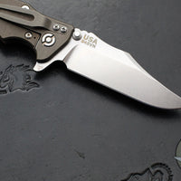 Hinderer Eklipse 3.5"- Bowie Edge- Battle Bronze Ti And Red G-10 Handle- Stonewash S45VN Blade