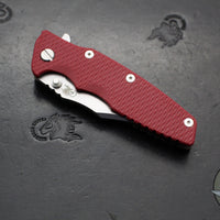 Hinderer Eklipse 3.5"- Bowie Edge- Battle Bronze Ti And Red G-10 Handle- Stonewash S45VN Blade