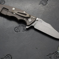 Hinderer Eklipse 3.5"- Bowie Edge- Battle Bronze Ti And Red G-10 Handle- Working Finish S45VN Blade