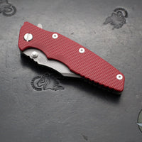 Hinderer Eklipse 3.5"- Bowie Edge- Battle Bronze Ti And Red G-10 Handle- Working Finish S45VN Blade