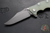 Hinderer Eklipse 3.5"- Bowie Edge- Battle Bronze Ti And Translucent Green G-10 Handle- Working Finish S45VN Blade