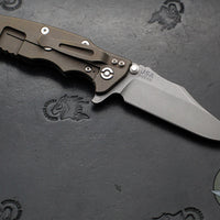 Hinderer Eklipse 3.5"- Bowie Edge- Battle Bronze Ti And Translucent Green G-10 Handle- Working Finish S45VN Blade