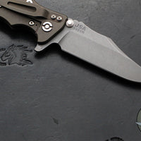 Hinderer Eklipse 3.5"- Bowie Edge- Battle Bronze Ti And Translucent Green G-10 Handle- Working Finish S45VN Blade