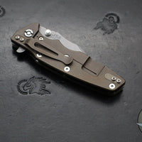 Hinderer Eklipse 3.5"- Bowie Edge- Battle Bronze Ti And Translucent Green G-10 Handle- Working Finish S45VN Blade