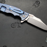 Hinderer Eklipse 3.5"- Bowie Edge- Stonewash Blue Finished Ti And Black G-10 Handle- Stonewash S45VN Blade