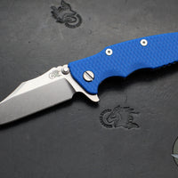 Hinderer Eklipse 3.5"- Bowie Edge- Stonewash Blue Finished Ti And Blue G-10 Handle- Stonewash S45VN Blade