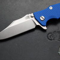 Hinderer Eklipse 3.5"- Bowie Edge- Stonewash Blue Finished Ti And Blue G-10 Handle- Stonewash S45VN Blade