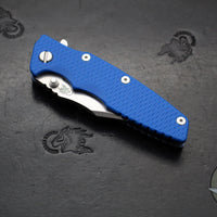 Hinderer Eklipse 3.5"- Bowie Edge- Stonewash Blue Finished Ti And Blue G-10 Handle- Stonewash S45VN Blade