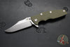 Hinderer Eklipse 3.5"- Bowie Edge- Stonewash Blue Finished Ti And OD Green G-10 Handle- Stonewash S45VN Blade