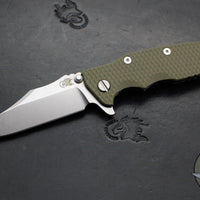 Hinderer Eklipse 3.5"- Bowie Edge- Stonewash Blue Finished Ti And OD Green G-10 Handle- Stonewash S45VN Blade