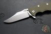 Hinderer Eklipse 3.5"- Bowie Edge- Stonewash Blue Finished Ti And OD Green G-10 Handle- Stonewash S45VN Blade