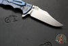 Hinderer Eklipse 3.5"- Bowie Edge- Stonewash Blue Finished Ti And OD Green G-10 Handle- Stonewash S45VN Blade