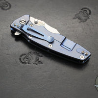 Hinderer Eklipse 3.5"- Bowie Edge- Stonewash Blue Finished Ti And OD Green G-10 Handle- Stonewash S45VN Blade