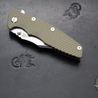 Hinderer Eklipse 3.5"- Bowie Edge- Stonewash Blue Finished Ti And OD Green G-10 Handle- Stonewash S45VN Blade