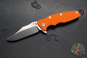 Hinderer Eklipse 3.5"- Bowie Edge- Stonewash Blue Finished Ti And Orange G-10 Handle- Stonewash S45VN Blade