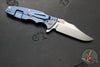 Hinderer Eklipse 3.5"- Bowie Edge- Stonewash Blue Finished Ti And Red G-10 Handle- Stonewash S45VN Blade