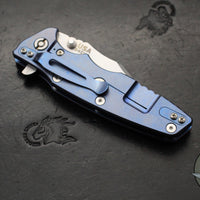 Hinderer Eklipse 3.5"- Bowie Edge- Stonewash Blue Finished Ti And Red G-10 Handle- Stonewash S45VN Blade