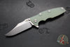 Hinderer Eklipse 3.5"- Bowie Edge- Stonewash Blue Finished Ti And Translucent Green G-10 Handle- Stonewash S45VN Blade