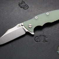 Hinderer Eklipse 3.5"- Bowie Edge- Stonewash Blue Finished Ti And Translucent Green G-10 Handle- Stonewash S45VN Blade