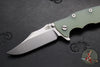 Hinderer Eklipse 3.5"- Bowie Edge- Stonewash Blue Finished Ti And Translucent Green G-10 Handle- Stonewash S45VN Blade