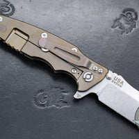 Hinderer Eklipse 3.5"- Bowie Edge- Stonewash Bronze Finished Ti And Various G-10 Handles- Stonewash S45VN Blade