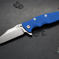 Hinderer Eklipse 3.5"- Bowie Edge- Stonewash Bronze Finished Ti And Blue G-10 Handle- Stonewash S45VN Blade