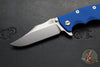 Hinderer Eklipse 3.5"- Bowie Edge- Stonewash Bronze Finished Ti And Blue G-10 Handle- Stonewash S45VN Blade