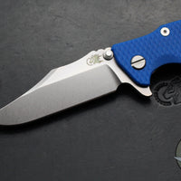 Hinderer Eklipse 3.5"- Bowie Edge- Stonewash Bronze Finished Ti And Blue G-10 Handle- Stonewash S45VN Blade