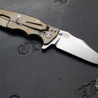 Hinderer Eklipse 3.5"- Bowie Edge- Stonewash Bronze Finished Ti And Blue G-10 Handle- Stonewash S45VN Blade