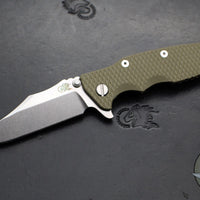 Hinderer Eklipse 3.5"- Bowie Edge- Stonewash Bronze Finished Ti And OD Green G-10 Handle- Stonewash S45VN Blade