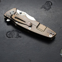 Hinderer Eklipse 3.5"- Bowie Edge- Stonewash Bronze Finished Ti And OD Green G-10 Handle- Stonewash S45VN Blade