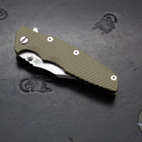 Hinderer Eklipse 3.5"- Bowie Edge- Stonewash Bronze Finished Ti And OD Green G-10 Handle- Stonewash S45VN Blade