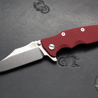 Hinderer Eklipse 3.5"- Bowie Edge- Stonewash Bronze Finished Ti And Red G-10 Handle- Stonewash S45VN Blade