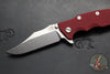 Hinderer Eklipse 3.5"- Bowie Edge- Stonewash Bronze Finished Ti And Red G-10 Handle- Stonewash S45VN Blade