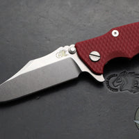 Hinderer Eklipse 3.5"- Bowie Edge- Stonewash Bronze Finished Ti And Red G-10 Handle- Stonewash S45VN Blade