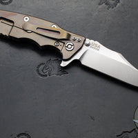 Hinderer Eklipse 3.5"- Bowie Edge- Stonewash Bronze Finished Ti And Red G-10 Handle- Stonewash S45VN Blade