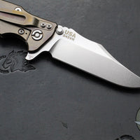 Hinderer Eklipse 3.5"- Bowie Edge- Stonewash Bronze Finished Ti And Red G-10 Handle- Stonewash S45VN Blade