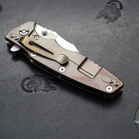 Hinderer Eklipse 3.5"- Bowie Edge- Stonewash Bronze Finished Ti And Red G-10 Handle- Stonewash S45VN Blade