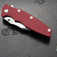 Hinderer Eklipse 3.5"- Bowie Edge- Stonewash Bronze Finished Ti And Red G-10 Handle- Stonewash S45VN Blade