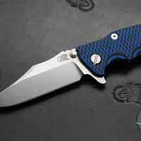 Hinderer Eklipse 3.5"- Bowie Edge- Stonewash Finished Ti And BlueBlack G-10 Handle- Stonewash S45VN Blade