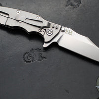 Hinderer Eklipse 3.5"- Bowie Edge- Stonewash Finished Ti And BlueBlack G-10 Handle- Stonewash S45VN Blade