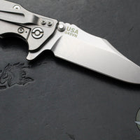 Hinderer Eklipse 3.5"- Bowie Edge- Stonewash Finished Ti And BlueBlack G-10 Handle- Stonewash S45VN Blade