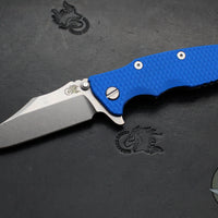 Hinderer Eklipse 3.5"- Bowie Edge- Stonewash Finished Ti And Blue G-10 Handle- Stonewash S45VN Blade