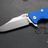 Hinderer Eklipse 3.5"- Bowie Edge- Stonewash Finished Ti And Blue G-10 Handle- Stonewash S45VN Blade