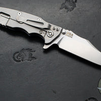 Hinderer Eklipse 3.5"- Bowie Edge- Stonewash Finished Ti And Blue G-10 Handle- Stonewash S45VN Blade